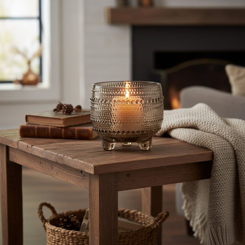 Bloomingville Amele Glass Votive, Smoke Grey