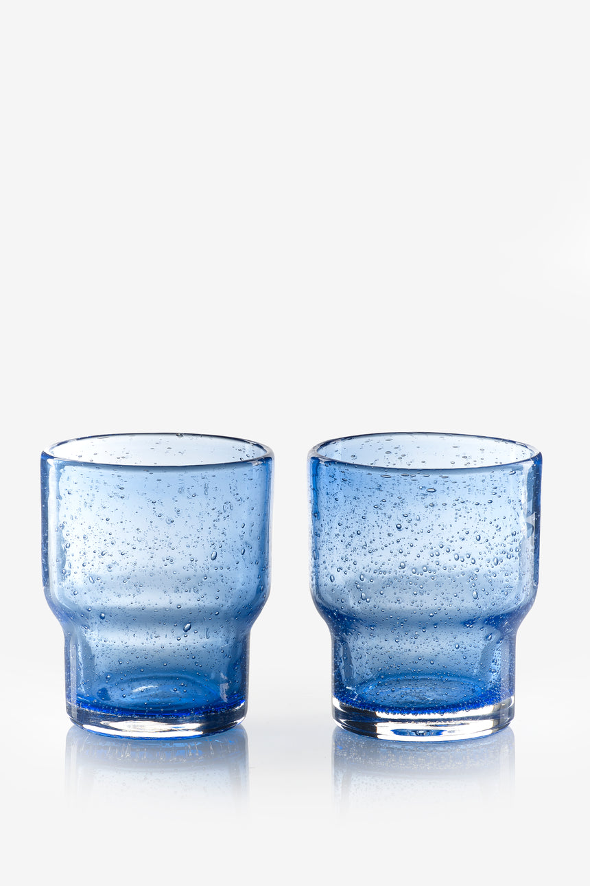 Sur La Table Colour Me Happy, Set Of 2 Glass Tumblers, Blue