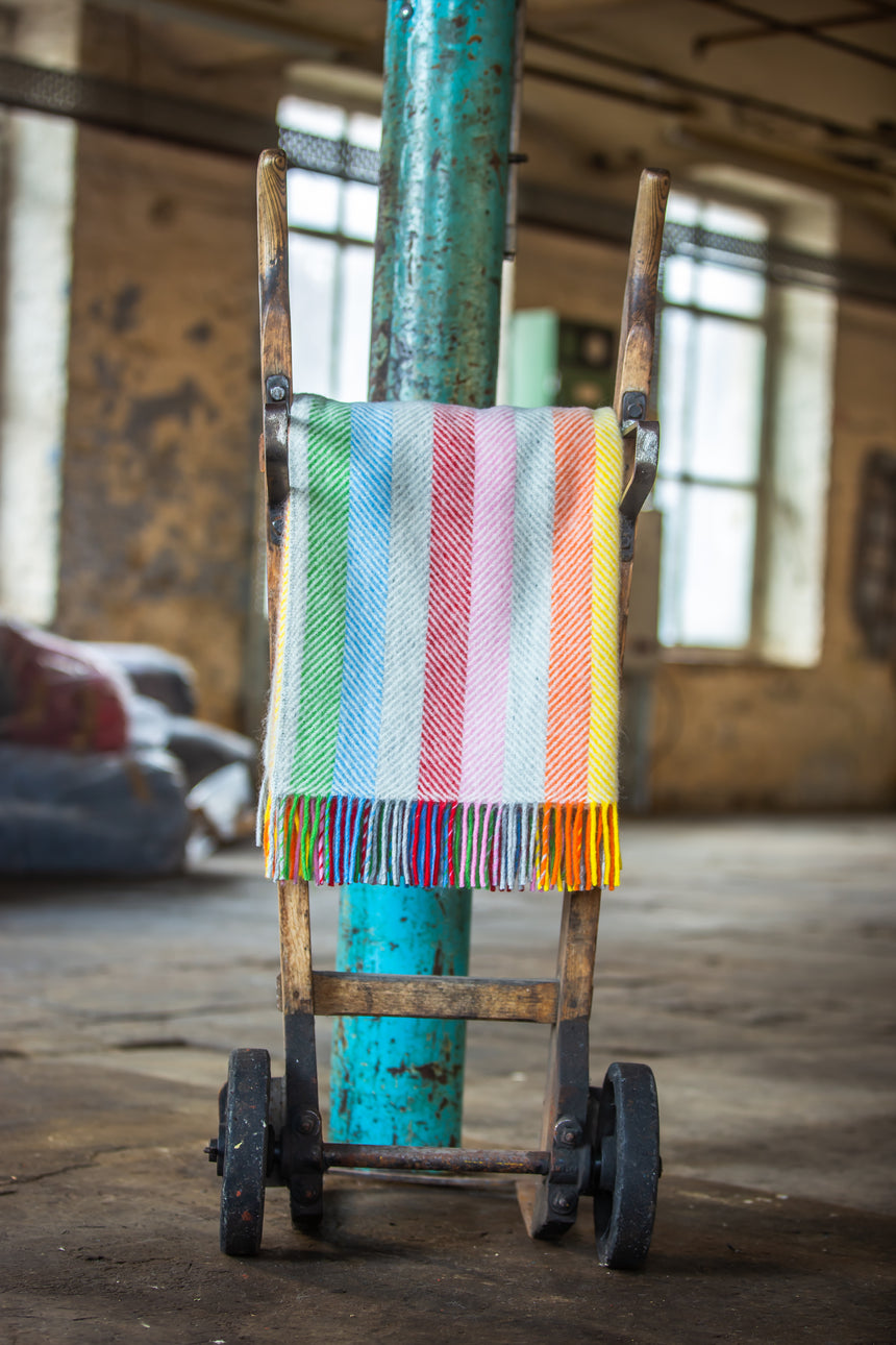 Tweedmill  Pure New Wool Throw, Stripe Rainbow