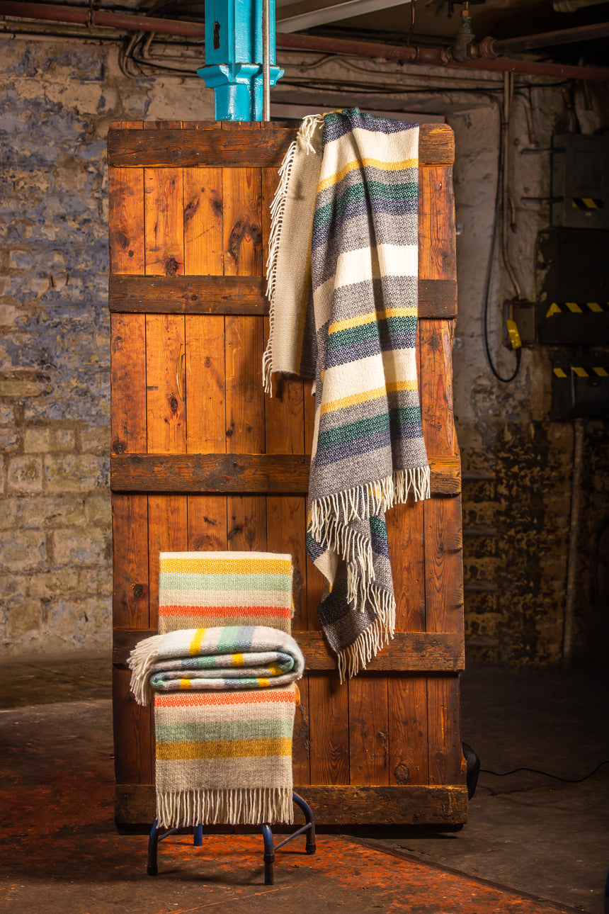 Tweedmill Illusion Stripe Pure New Wool Throw, Horizon