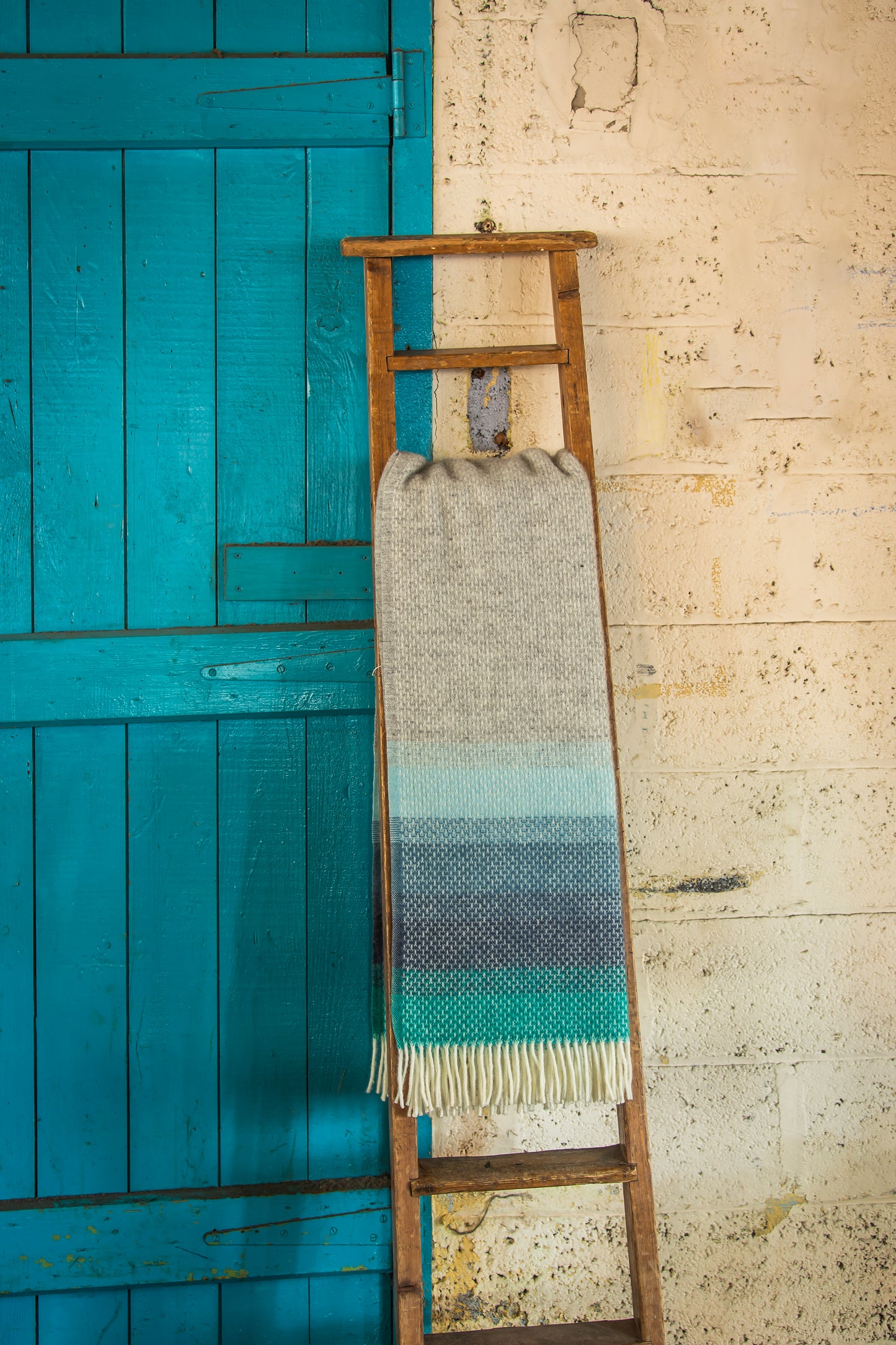 Tweedmill Ombre Pure New Wool Throw, Seaside Blue
