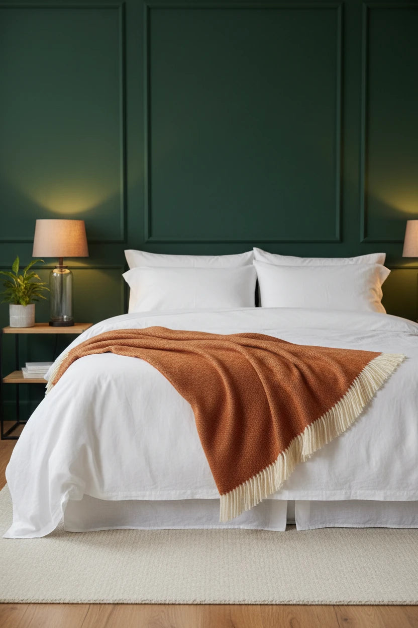 Bronte By Moon Donegal Pure New Wool Throw, Orange