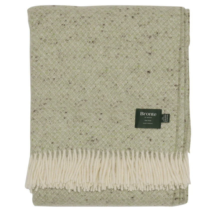 Bronte By Moon Donegal Pure New Wool Throw, Sage