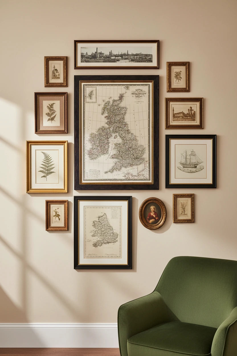 Vintage Framed Print Map Of The British Isles