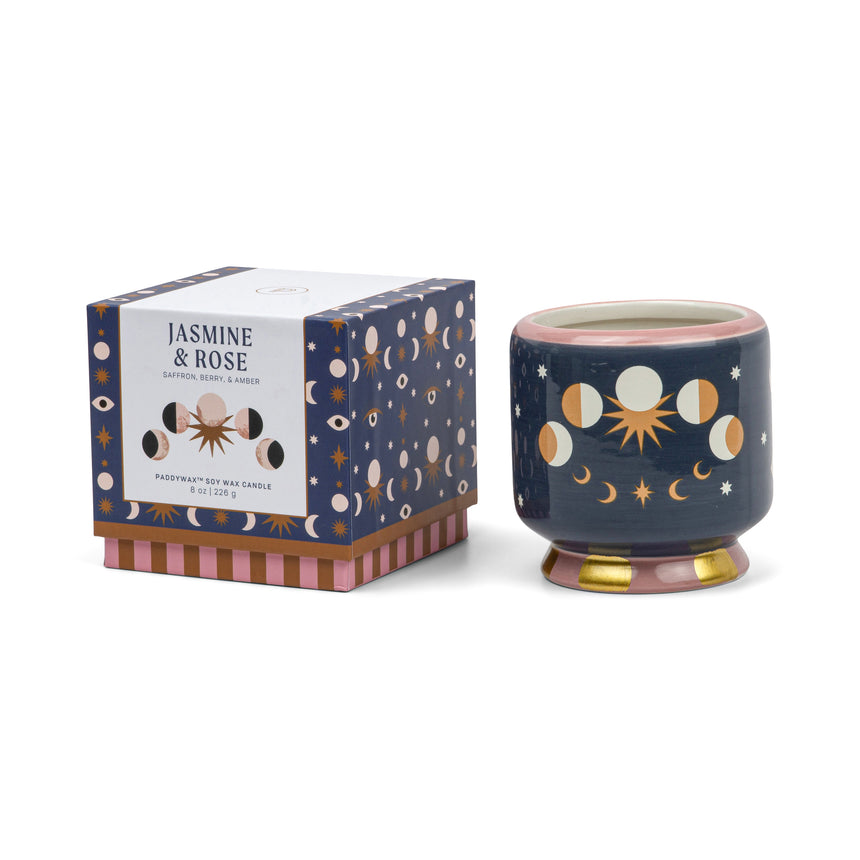 Paddywax A Dopo Moon Phases Ceramic Scented Candle, Jasmine & Rose