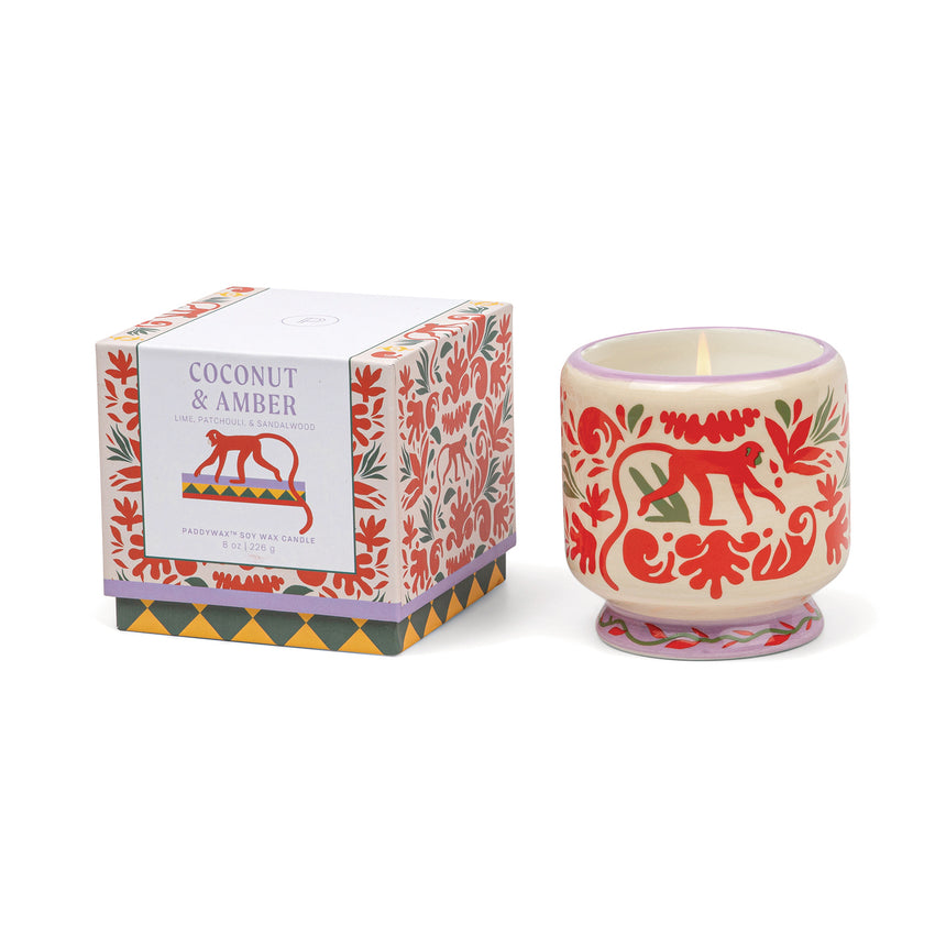 Paddywax A Dopo Jungle Ceramic Scented Candle, Coconut & Amber