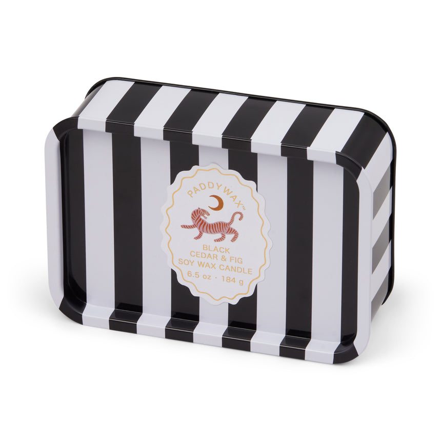 Paddywax A Dopo Tiger Tin Scented Candle, Black Cedar & Fig