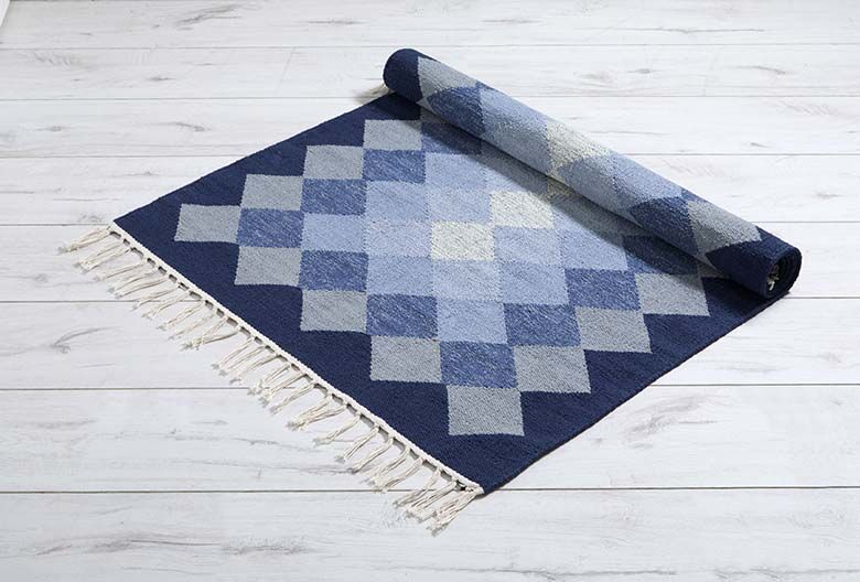 Walton & Co Argyll Cotton Rug, Blue
