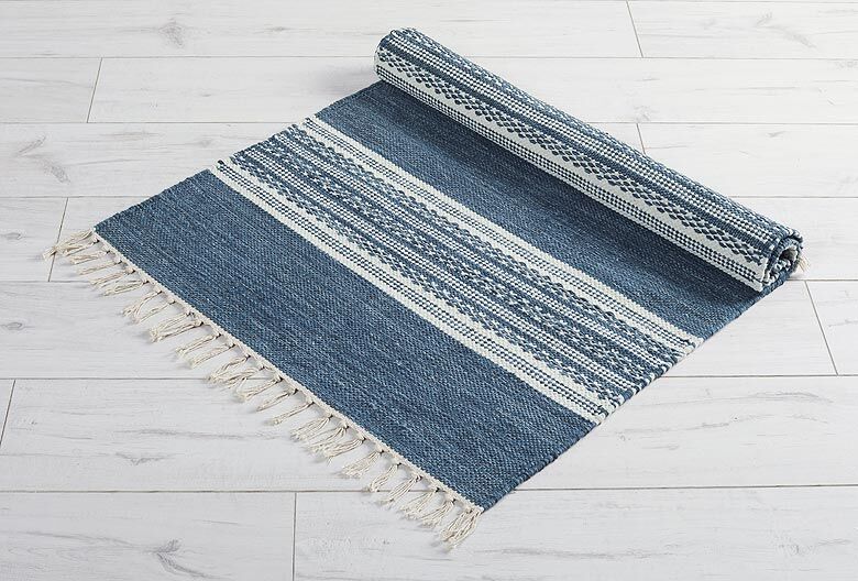 Walton & Co Austell Cotton Rug, Blue