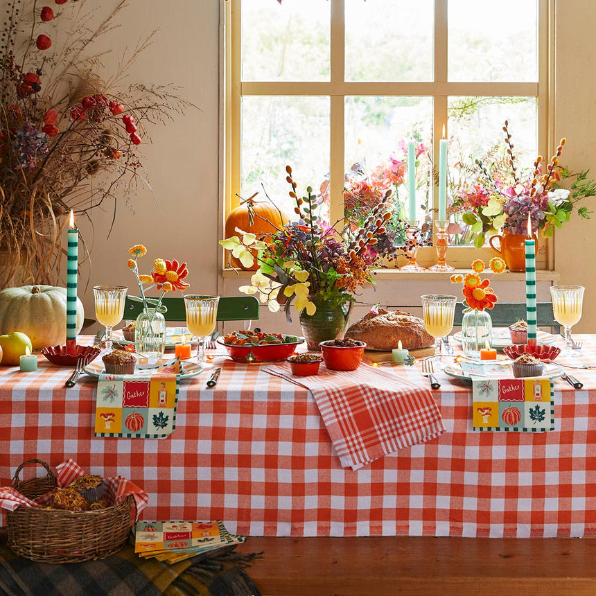 Talking Tables Bon Appetit Gingham Cotton Tablecloth, Orange