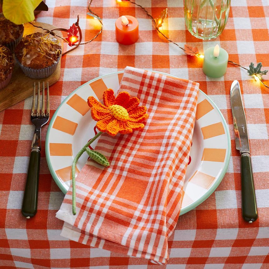 Talking Tables Bon Appetit Gingham Cotton Tablecloth, Orange