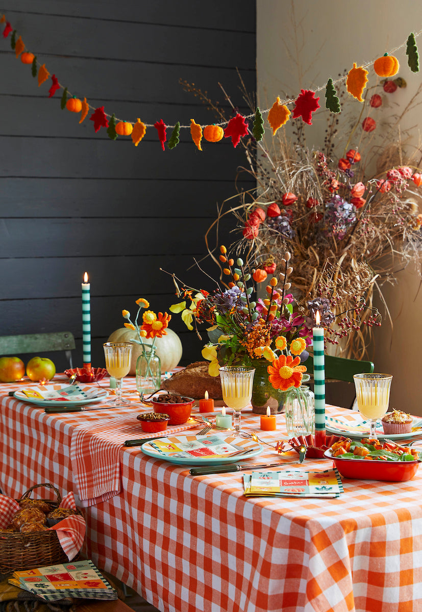 Talking Tables Bon Appetit Gingham Cotton Tablecloth, Orange