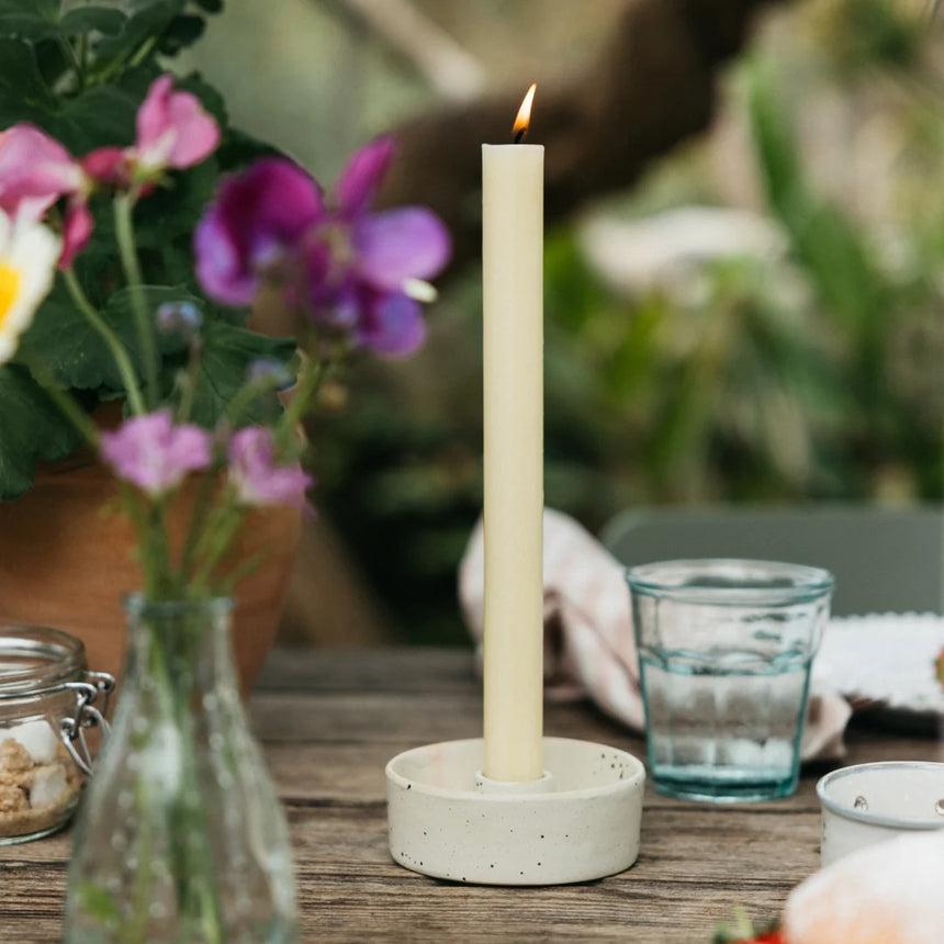 St Eval White Speckled candle holder