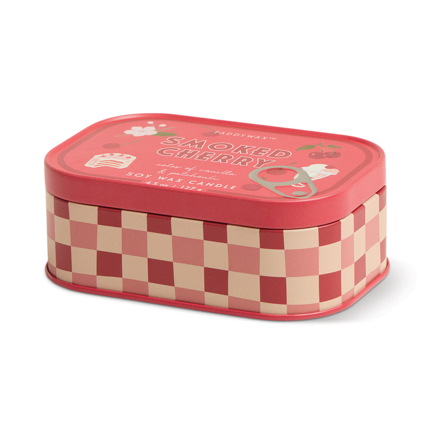Paddywax Bistro Smoked Cherry Scented Tin Candle, Vanilla & Patchouli