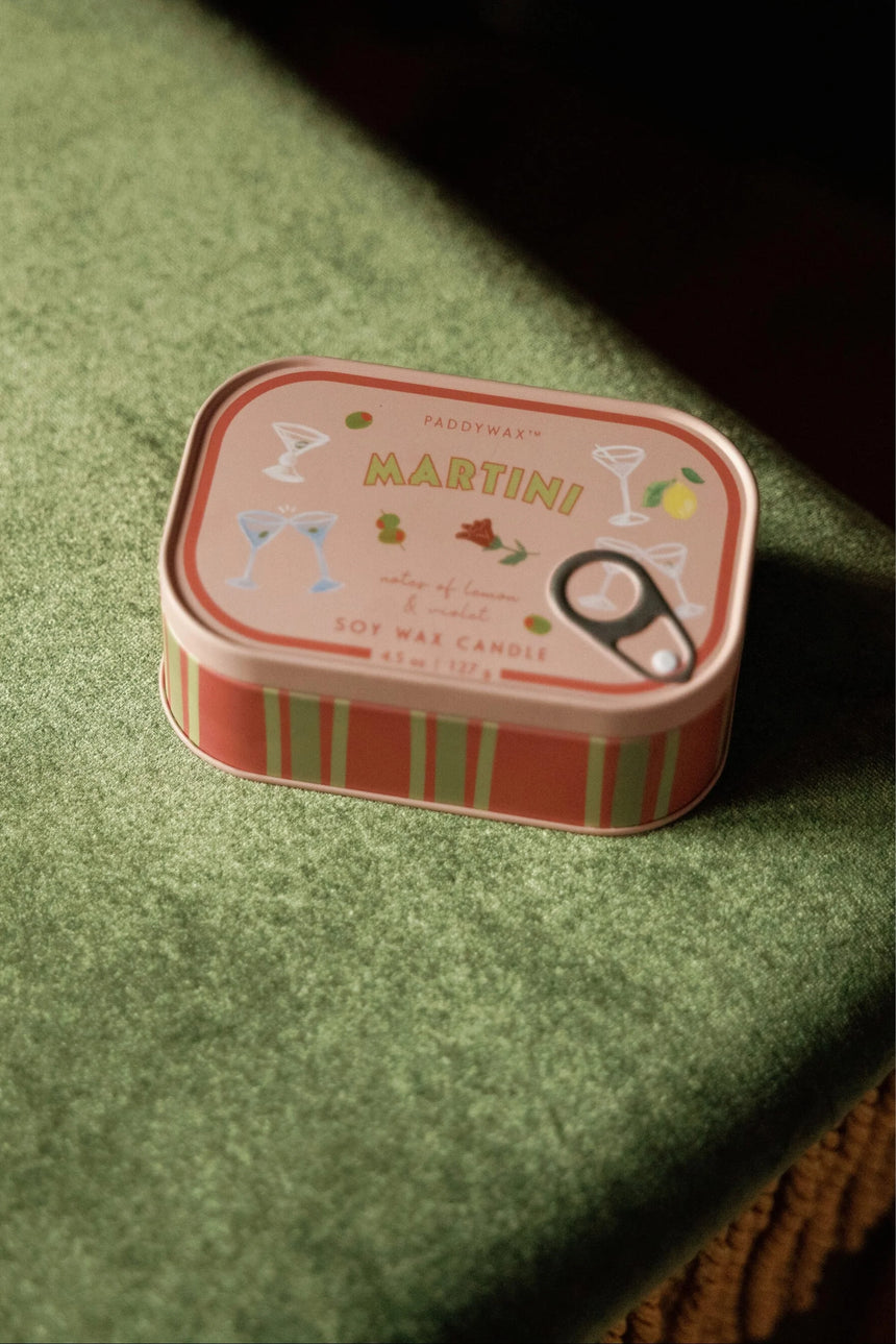 Paddywax Bistro Martini Scented Tin Candle, Lemon & Violet