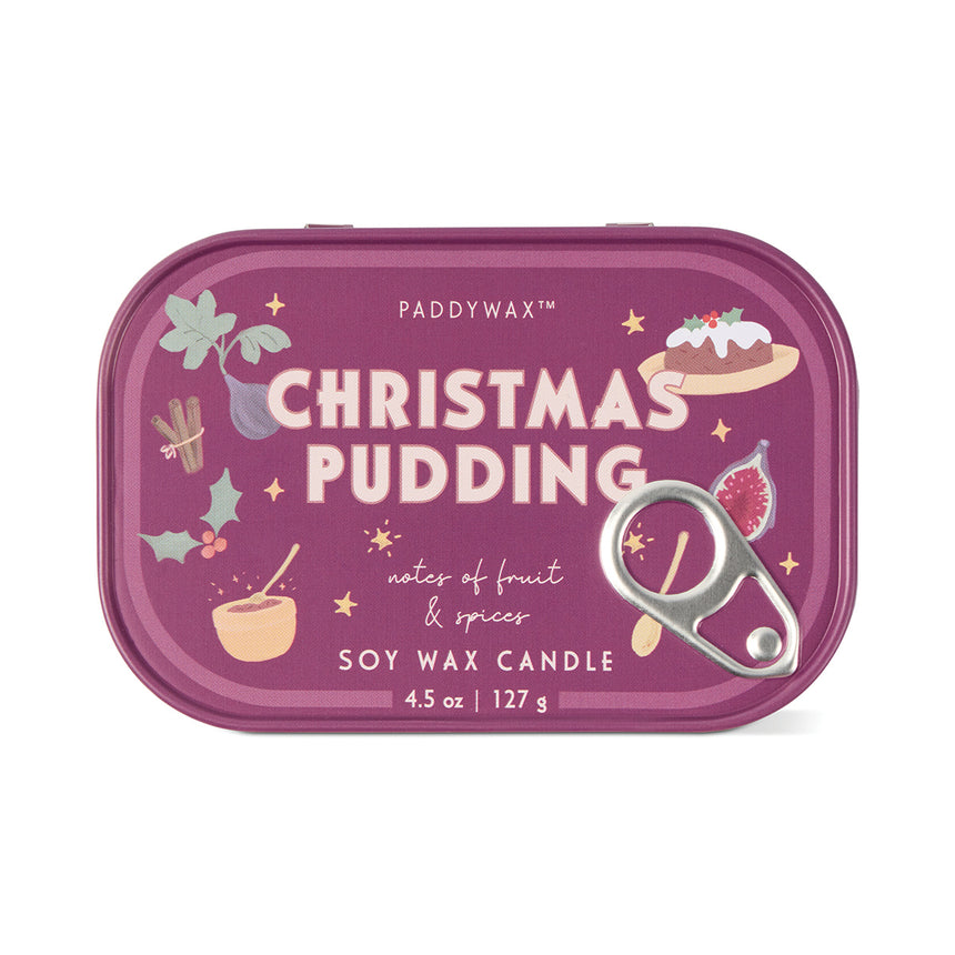 Paddywax Bistro Christmas Pudding Tin Scented Candle, Fruit & Spices