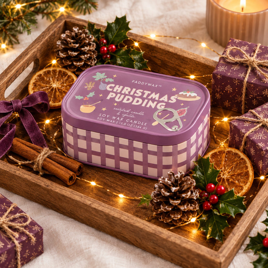 Paddywax Bistro Christmas Pudding Tin Scented Candle, Fruit & Spices