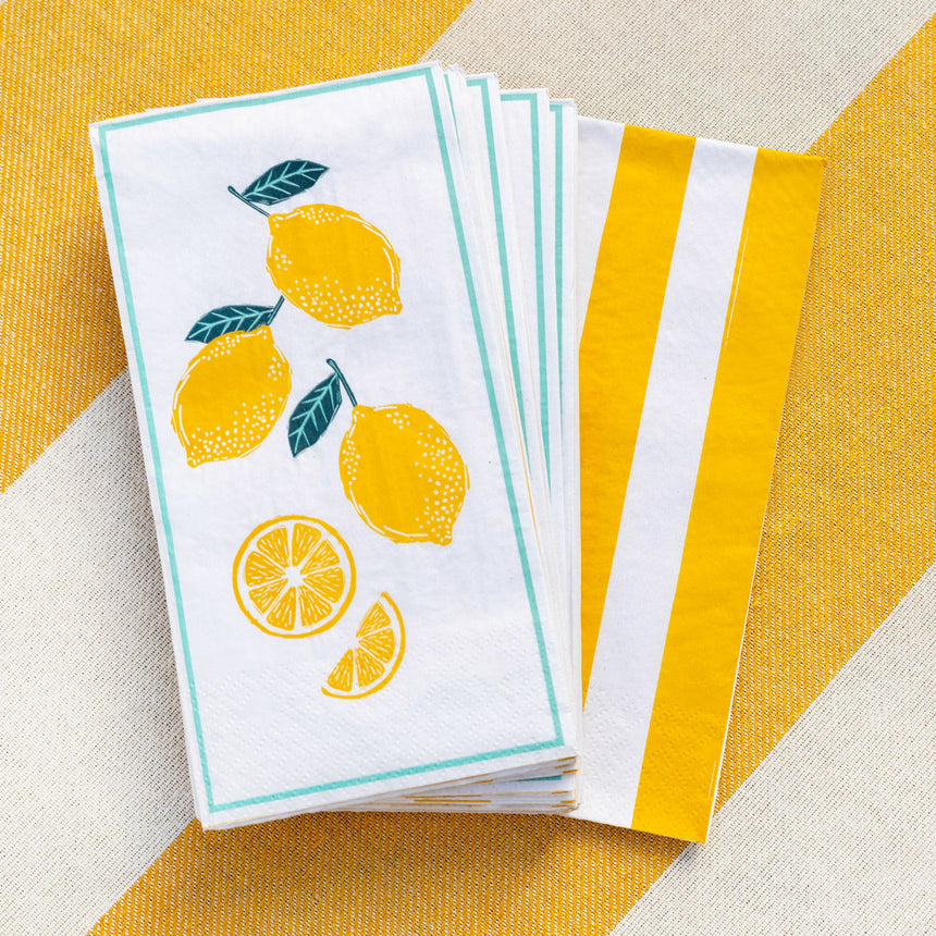 Talking Tables Lemon  Long Lunch Paper Napkins ( 16 Pack)