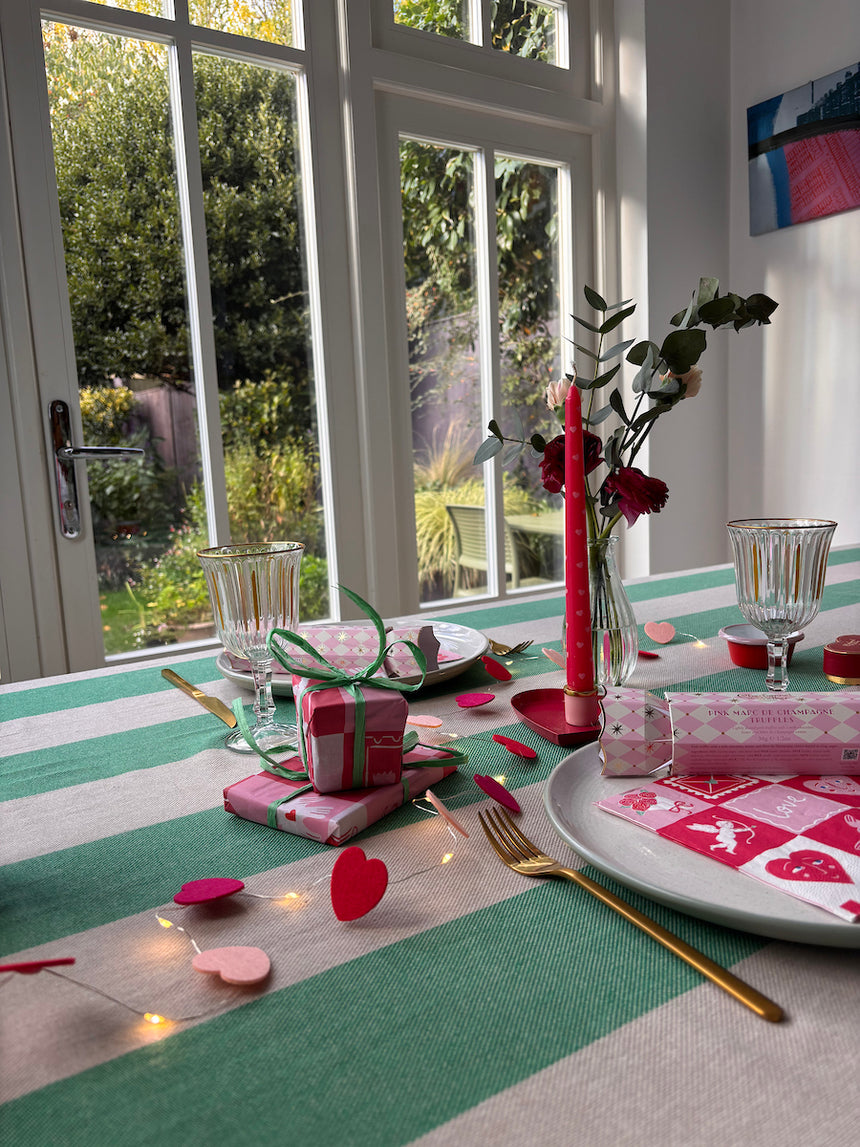 Talking Tables Green Stripe Cotton XL Tablecloth