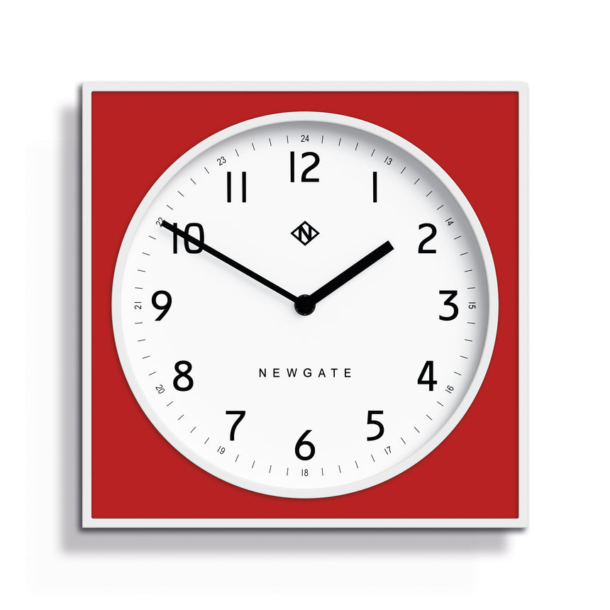 Newgate The Cube Wall Clock, Fire Engine Red