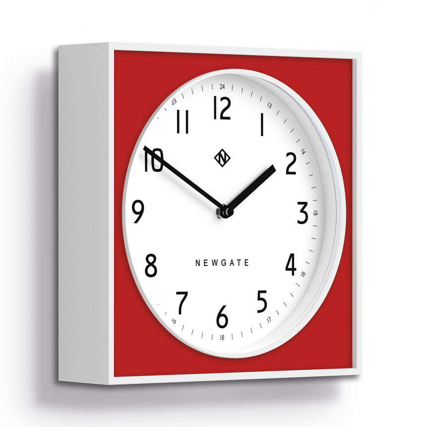 Newgate The Cube Wall Clock, Fire Engine Red