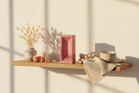 Pink rectangular vase with 'London Brick' text on a white background