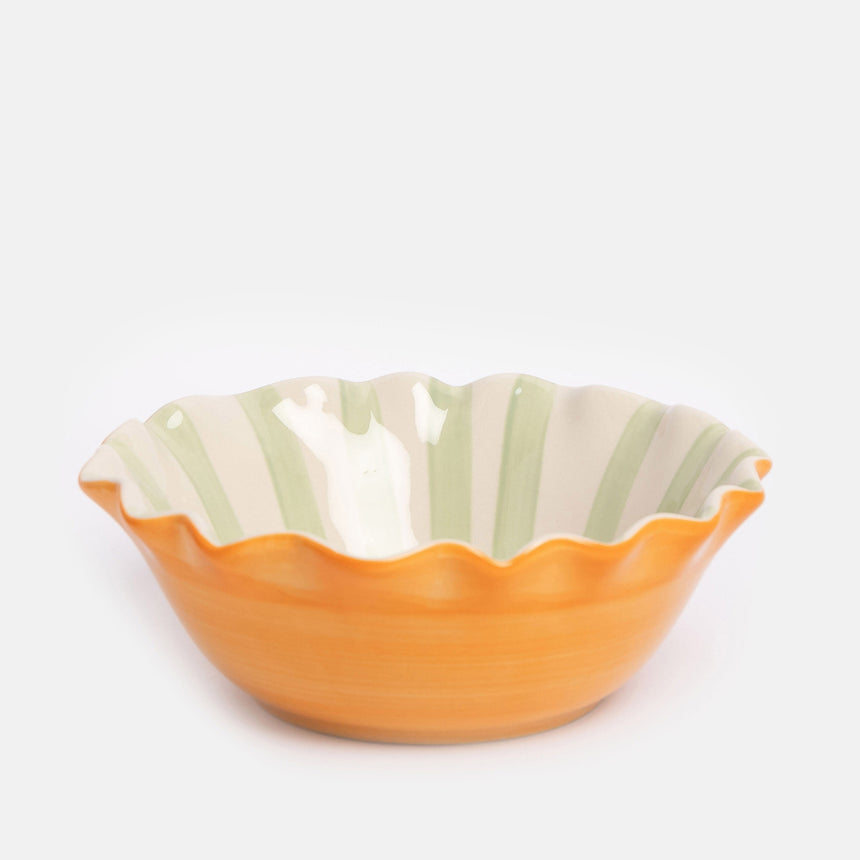 Caroline Gardner Scalloped Cereal Bowl, Orange