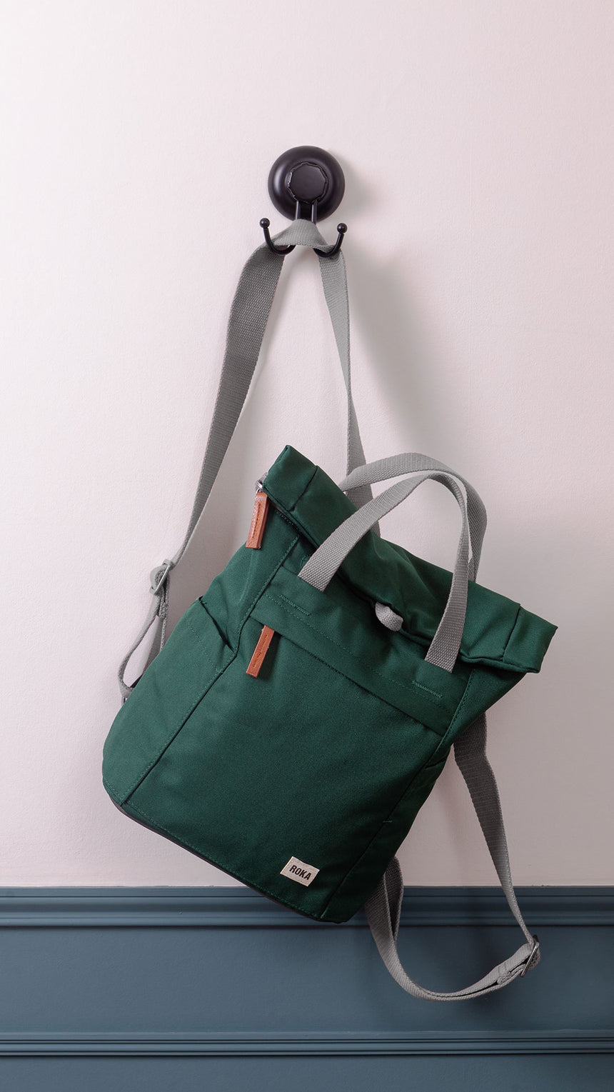 Roka London Finchley Rucksack, Forest (Sustainable Canvas)