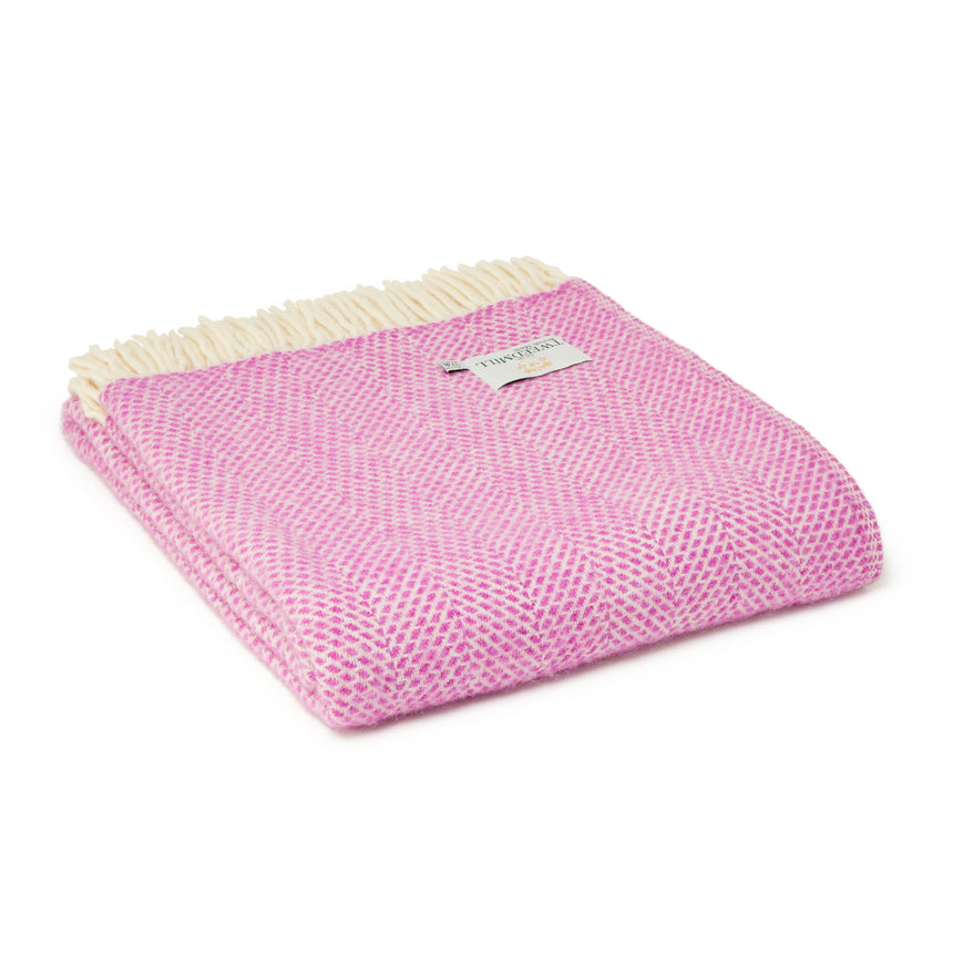 Tweedmill Beehive Pure New Wool Throw, Rosa