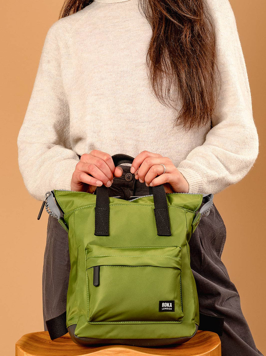 Roka London Black Label, Bantry B Small Rucksack, Avocado (Sustainable Nylon)