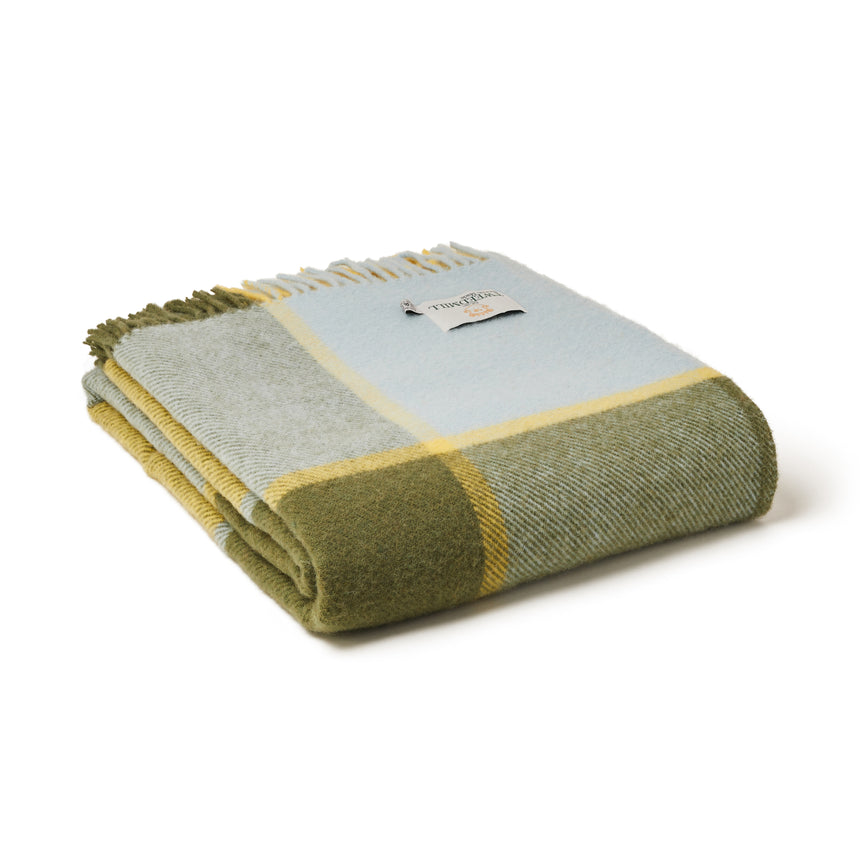 Tweedmill Block Check Pure New Wool Throw, Lemon