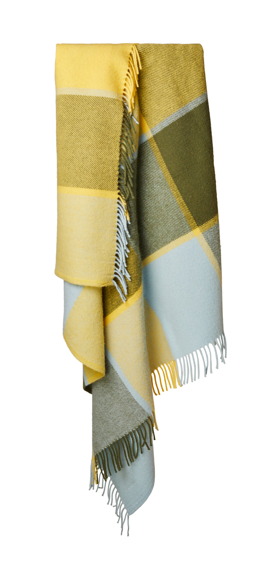 Tweedmill Block Check Pure New Wool Throw, Lemon