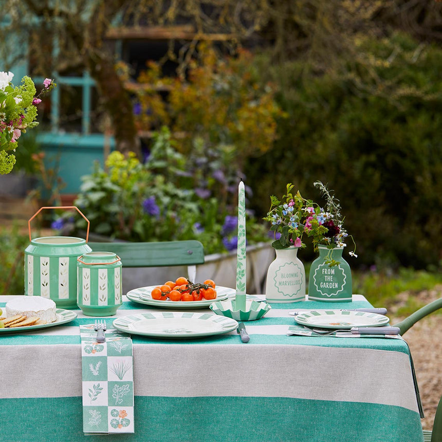 Talking Tables Green Stripe Cotton XL Tablecloth