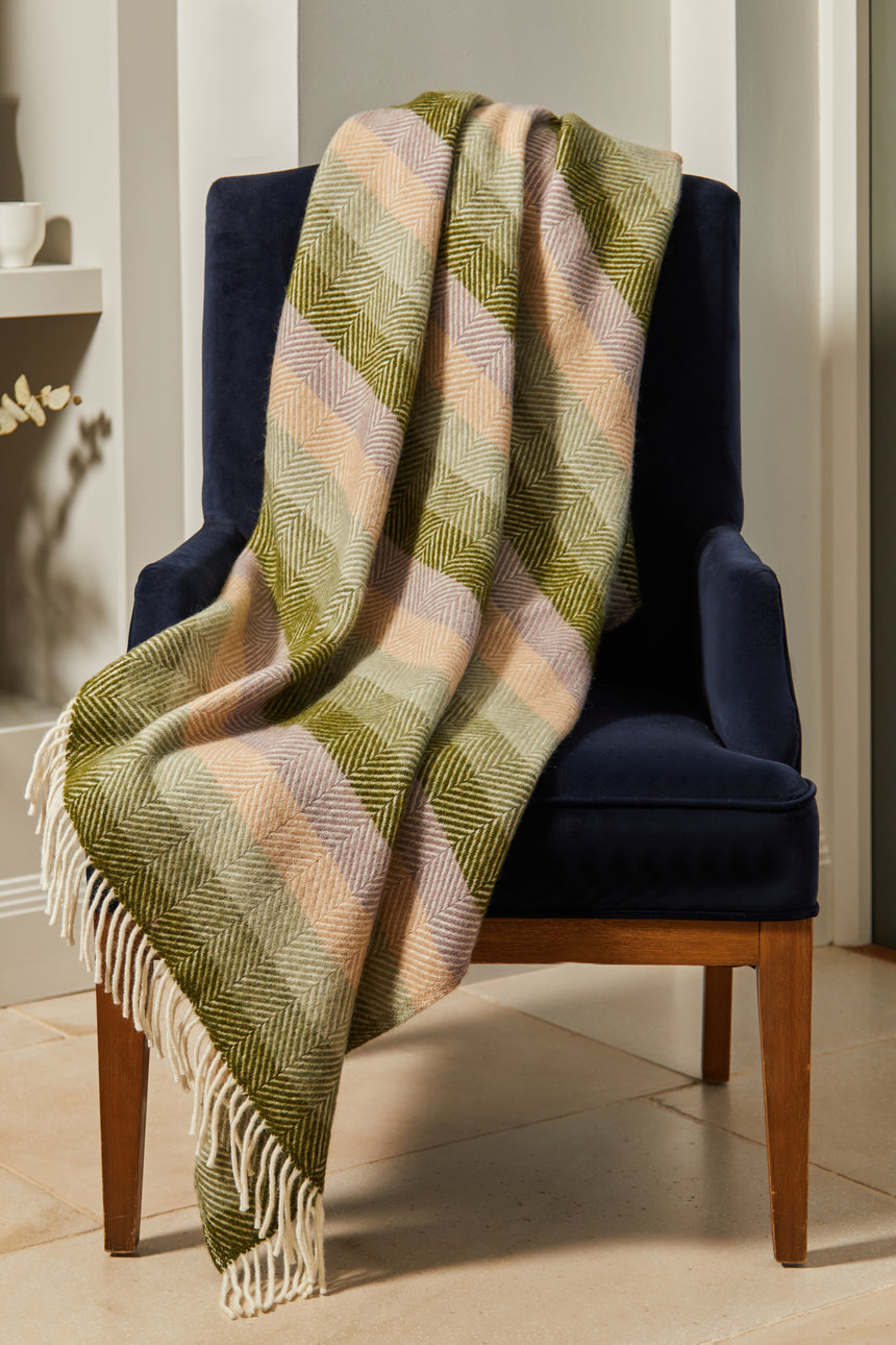 Tweedmill Pure New Wool Throw,Stripe Botanical