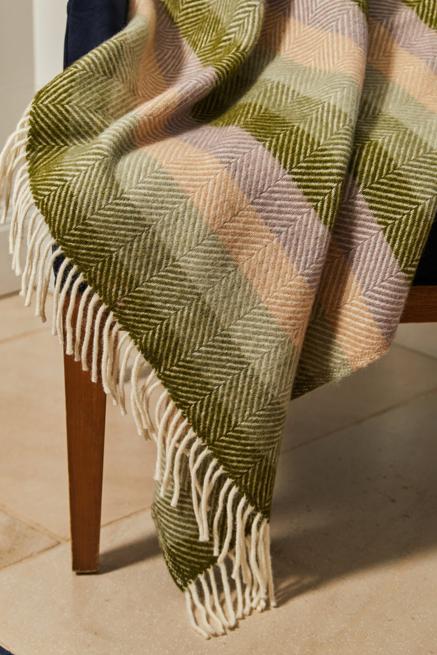 Tweedmill Pure New Wool Throw,Stripe Botanical