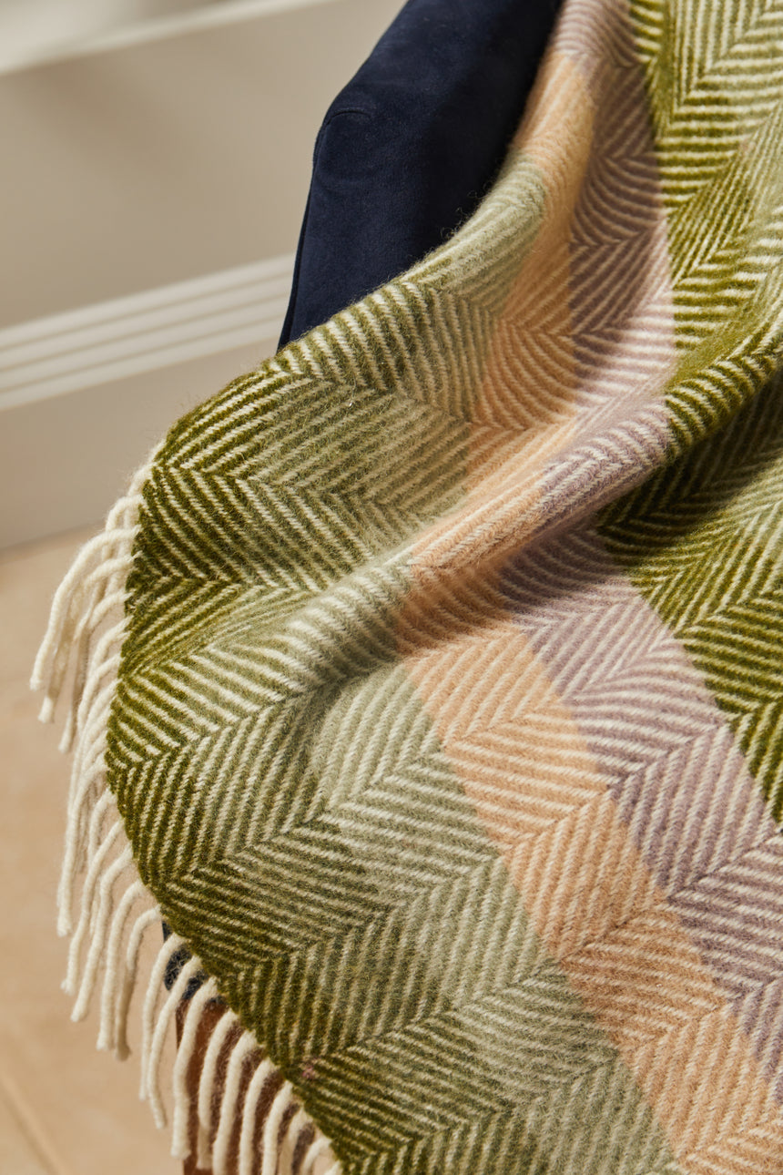 Tweedmill Pure New Wool Throw,Stripe Botanical