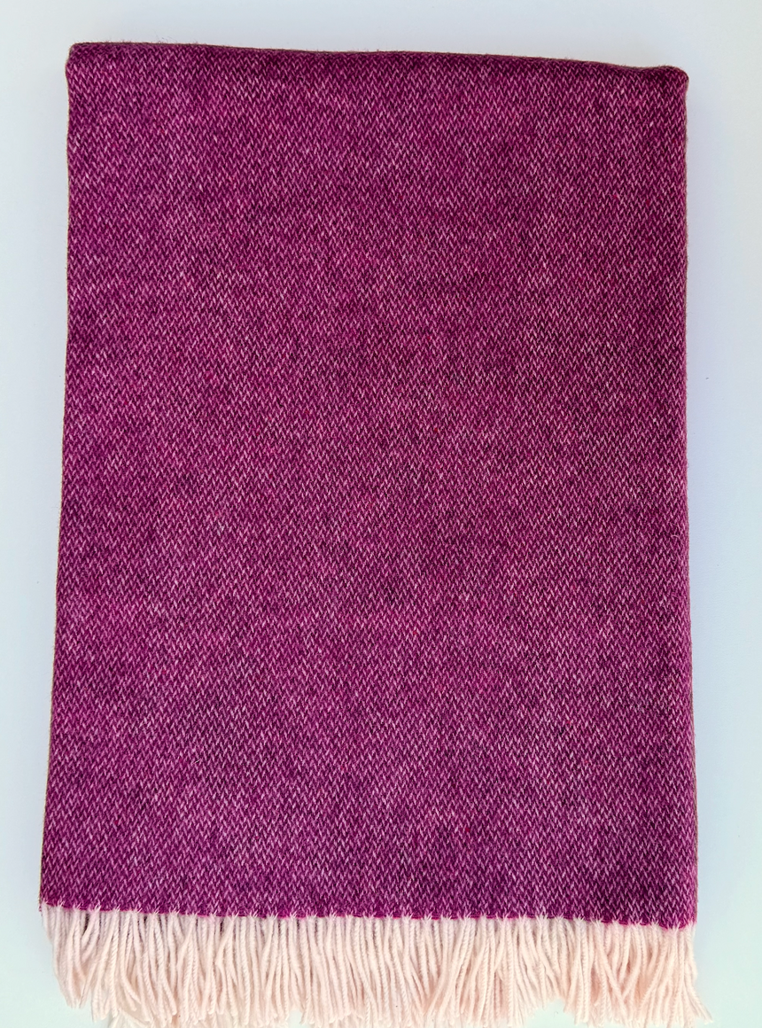 Bronte By Moon Donegal Pure New Wool Throw,  Hot Pink