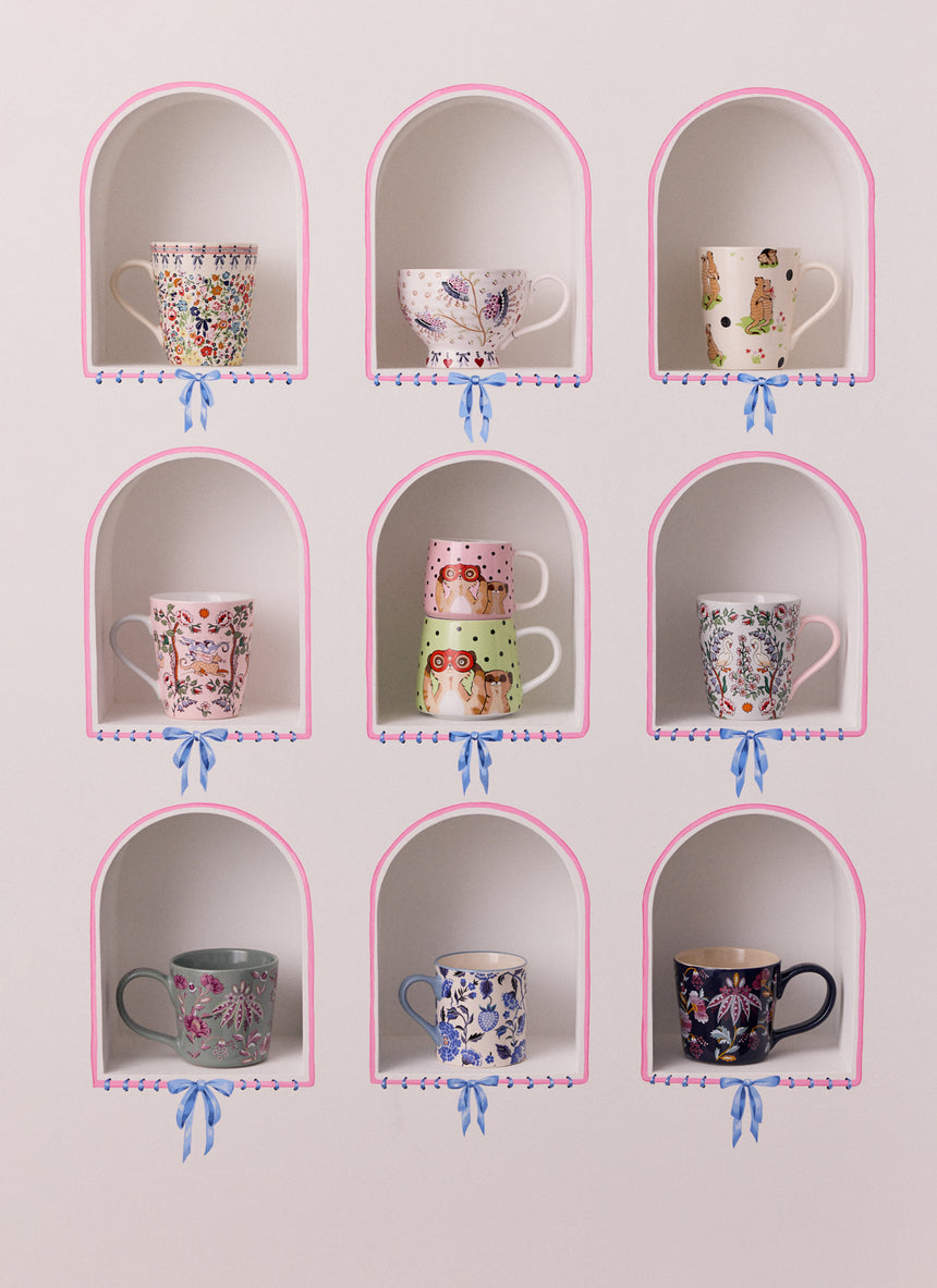 Cath Kidston Stanley Mug, Flowers & Friends ( Pale Pink)