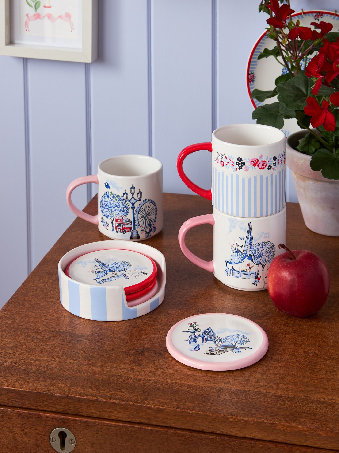 Cath Kidston London Ceramic Coaster, Set Of 4