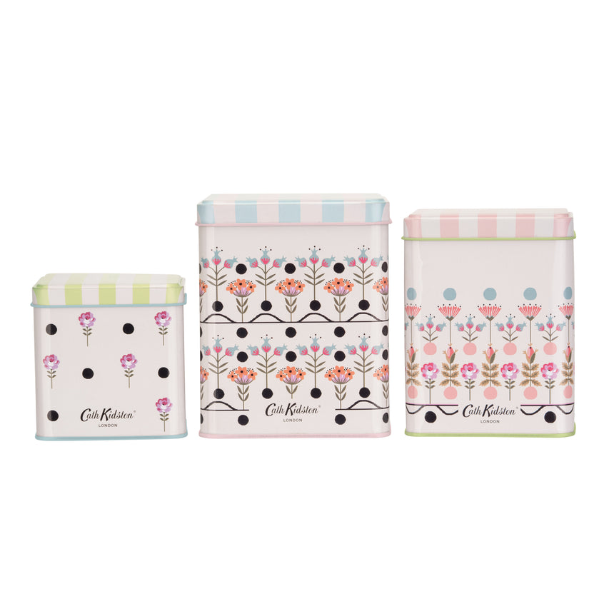 Cath Kidston Painted Table Square Storage Caddies,(Set Of 3)