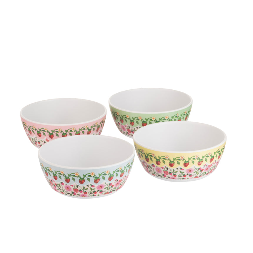 Cath Kidson Strawberry Melamine Picnic Bowls (Set Of 4)