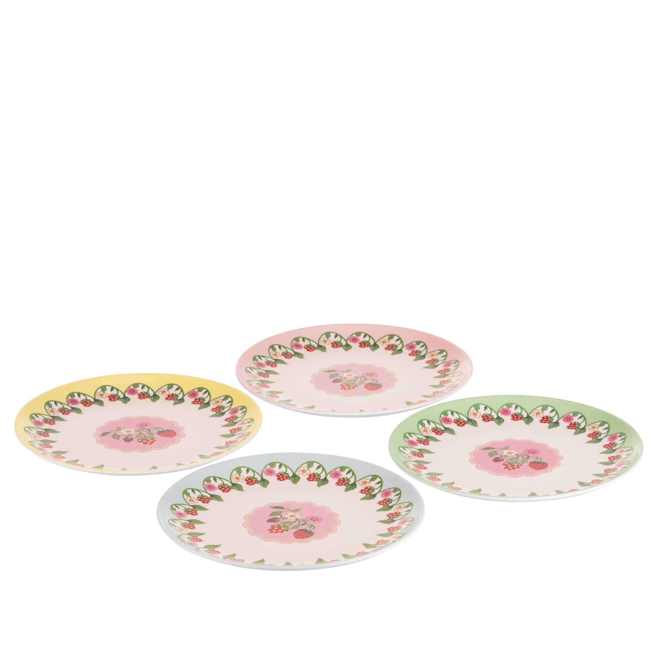 Cath Kidson Strawberry Melamine Picnic Side Plates Set Of 4 CHALK INTERIORS LONDON