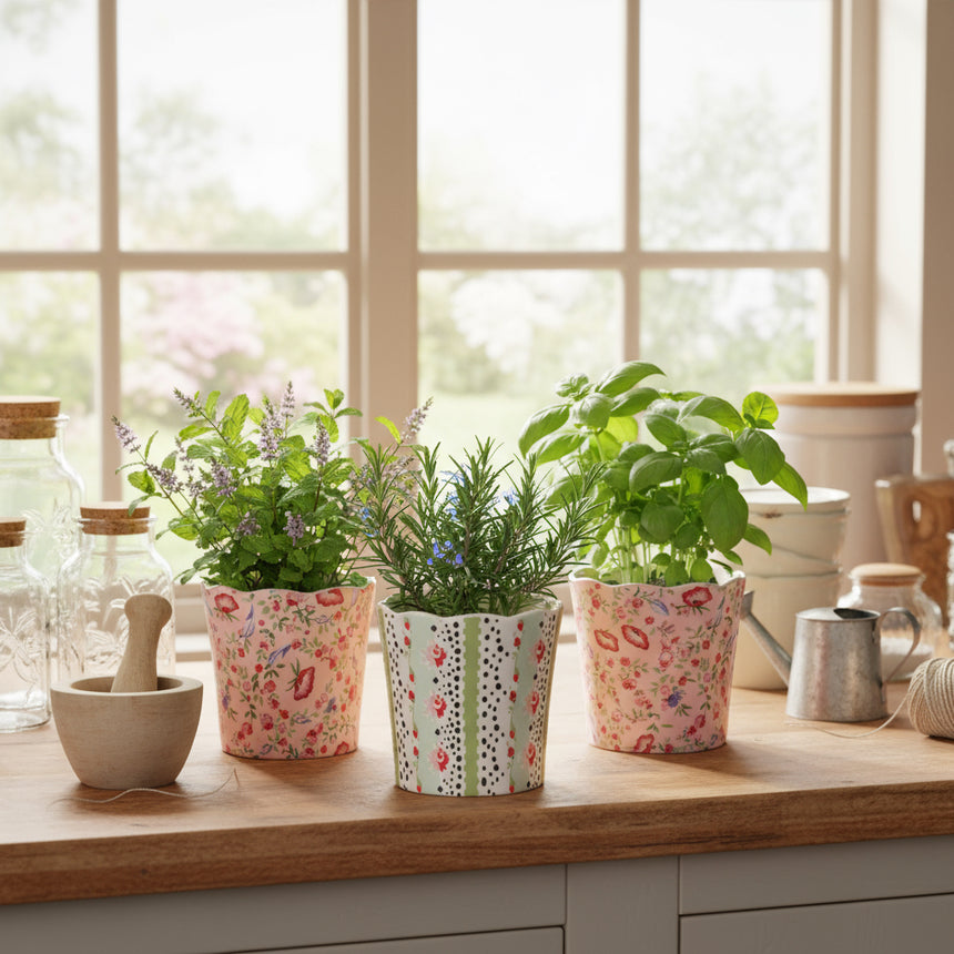 Cath Kidston Spring Birds Mini Plant Pots, Set Of 3
