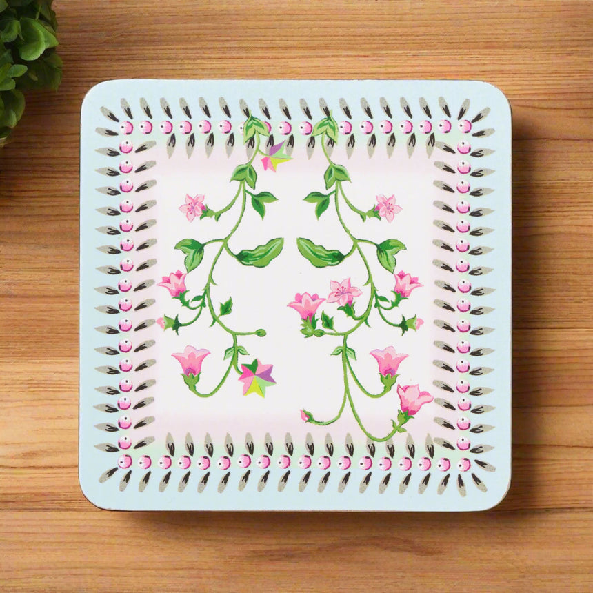 Cath Kidston Twin Flowers Square Coasters( Set Of 4)