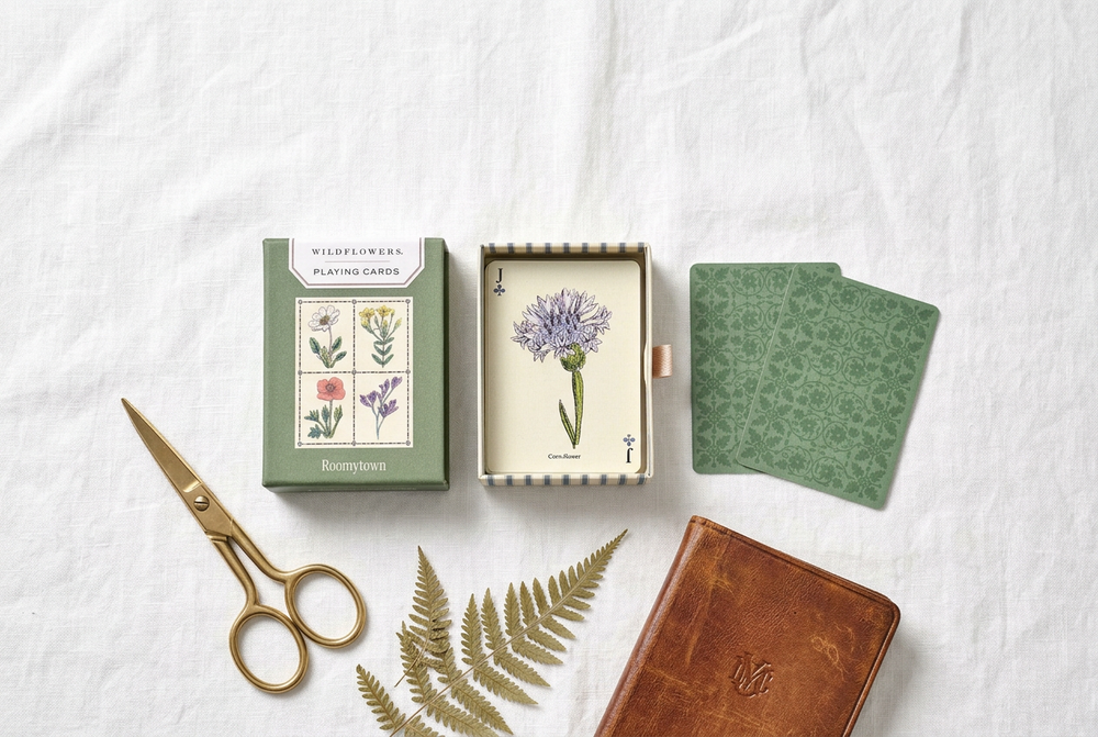 Roomytown Single Playing Card Deck, Wildflowers