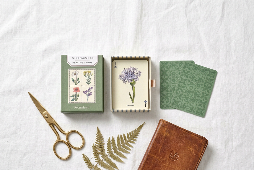 Roomytown Single Playing Card Deck, Wildflowers