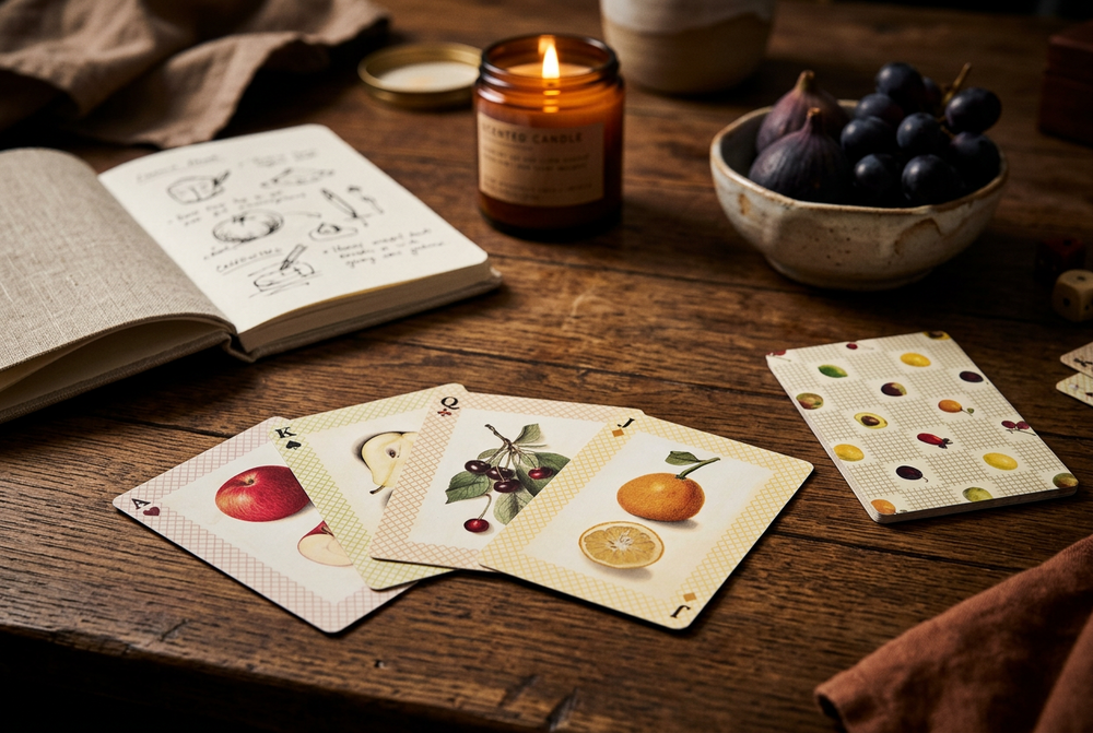 Roomytown Single Playing Card Deck, Watercolour Fruits