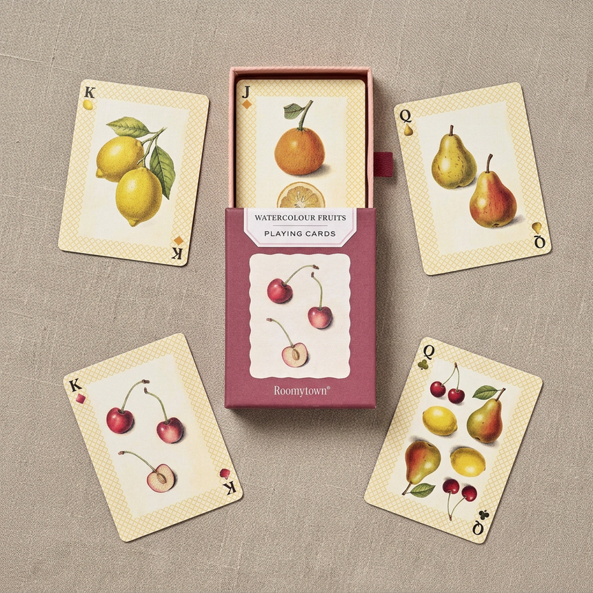 Roomytown Single Playing Card Deck, Watercolour Fruits