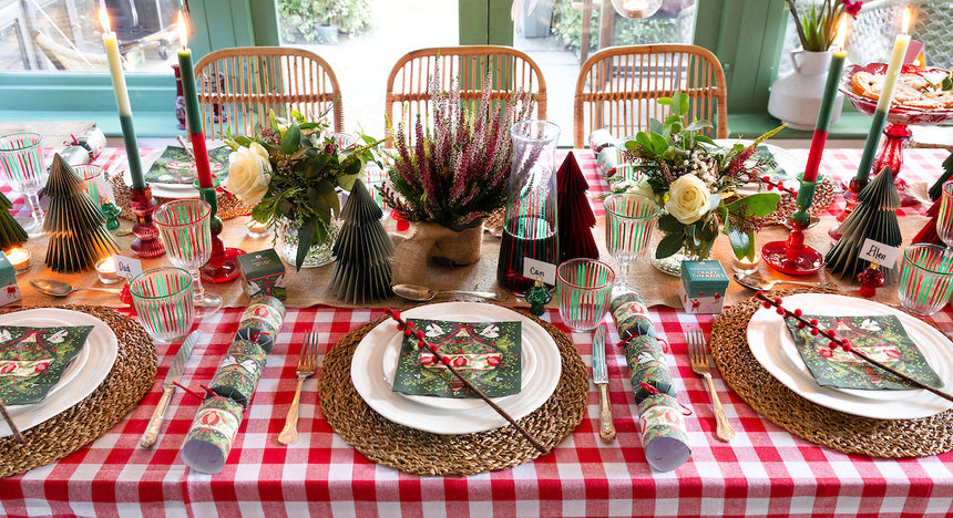 Talking Tables Bon Appetit XL Gingham Cotton Tablecloth, Red