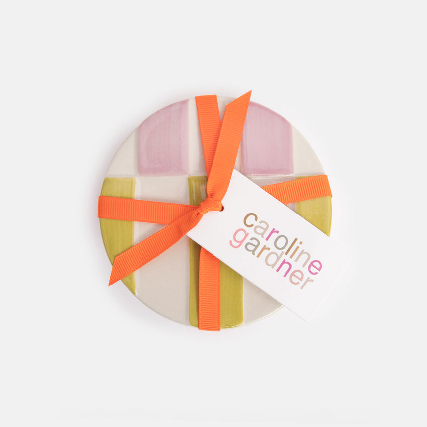 Caroline Gardner Ceramic Multi Stripes Coasters (Set Of 4)